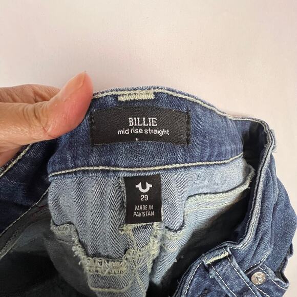 True Religion Y2K Billie Mid Rise Straight Medium Wash Jeans Size 29 - Picture 5 of 6
